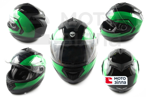 Шлем трансформер   (mod:FL258) (size:L, черно-зеленый)   HELMO