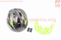 Шлем велосипедный M (55-61 см) съемный козырек, 16 вент. отверстия, системы регулировки по размеру Divider и Run System SRS, черно-зеленый SBH-5500 SPELLI 408057
