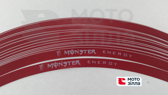 Наклейка на колесо 17 MONSTER ENERGY (червона, світловідбиваючі) PLT