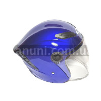 Шлем МТ 606 (СИНИЙ) (открытый белое стекло + встроеные очки) (размер: S)