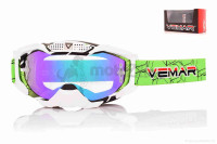 Очки кроссовые  "VEMAR"  #VM-1015А/#QU1026, черно-белые, визор тонированный