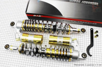 Амортизатор задний JH/CB/CG - 340мм*d60мм (втулка 12мм / втулка 10;12мм) газовый регулир., хром к-кт 2шт