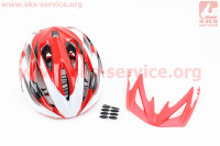 Шлем велосипедный L (59-65 см) съемный козырек, 16 вент. отверстия, системы регулировки по размеру Divider и Run System SRS, красно-белый SBH-5500 SPELLI