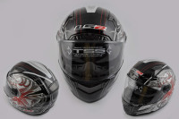 Шлем-интеграл   (mod:385/396) (size:XL, черно-красный, солнцезащитные очки)   LS-2