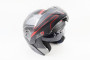 Шлем закрытый с откидным подбородком + откидные очки BLD-158 М (57-58см), ЧЕРНЫЙ матовый с красно-серым рисунком BLD 360255