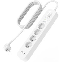 Подовжувач-фільтр мережевий Belkin 4хТип F, 3x1.5мм кв, 16А, USB-A/USB-C 18Vт, захистом від перенапруги, 2м, білий