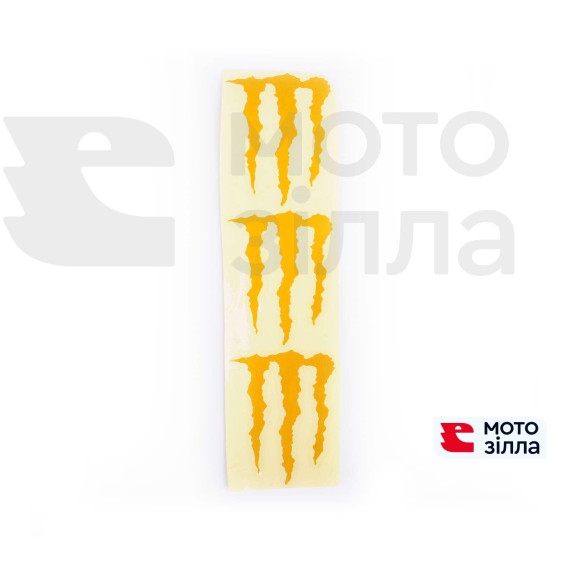 Наклейка   логотип   MONSTER ENERGY   (5x6см, 3шт, желтая)   (#HTC10103)
