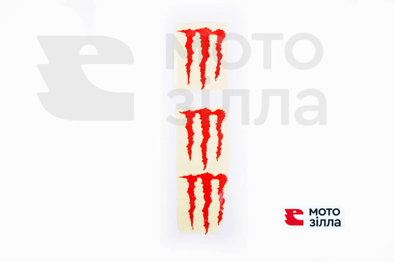 Наклейка логотип MONSTER ENERGY (5x6см, 3шт, червона) (HTC10103)