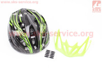 Шлем велосипедный L (59-65 см) съемный козырек, 18 вент. отверстия, системы регулировки по размеру Divider и Run System SRS, черно-зеленый SBH-5900 SPELLI 408041