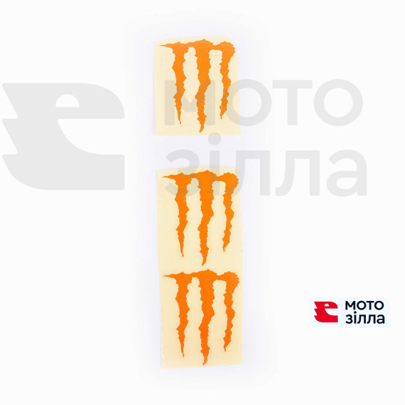 Наклейка логотип MONSTER ENERGY (5x6см, 3шт, оранжева) (HTC10103)