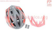 Шолом велосипедний L (59-65 см) знімний козирок, 10 вент. отвори, системи регулювання за розміром Divider і Run System SRS, чорно-червоний SBH-4000 SPELLI 408034