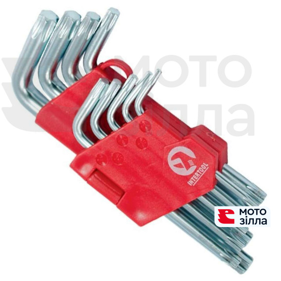 Набір Г-образних ключів TORX 9 шт, Т10-Т50, Cr-V, Small INTERTOOL