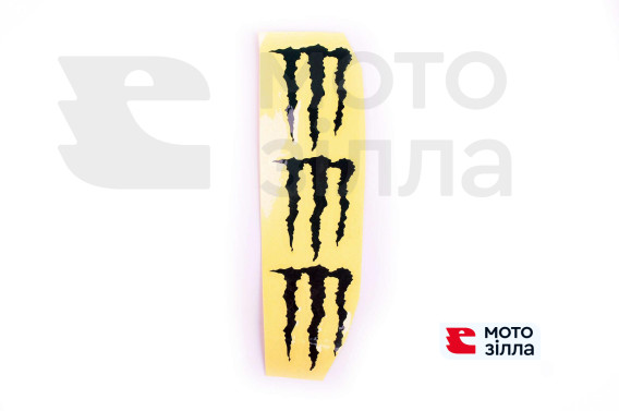 Наклейка   логотип   MONSTER ENERGY   (5x6см, 3шт, черная)   (#HTC10103)