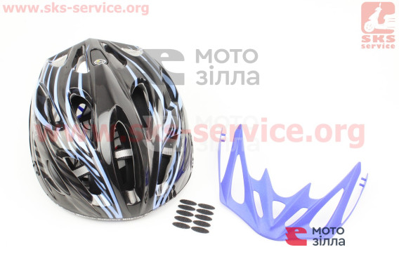 Шлем велосипедный L (59-65 см) съемный козырек, 18 вент. отверстия, системы регулировки по размеру Divider и Run System SRS, черно-синий SBH-5900 SPELLI