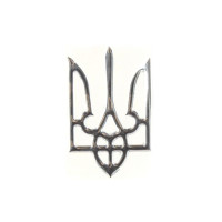 Наклейка герб України (8,5x5,5см, срібло, силікон) (SEA)