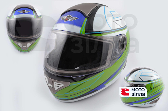 Шлем-интеграл   (mod:550) (premium class) (size:M, бело-зеленый) Ш104   KOJI