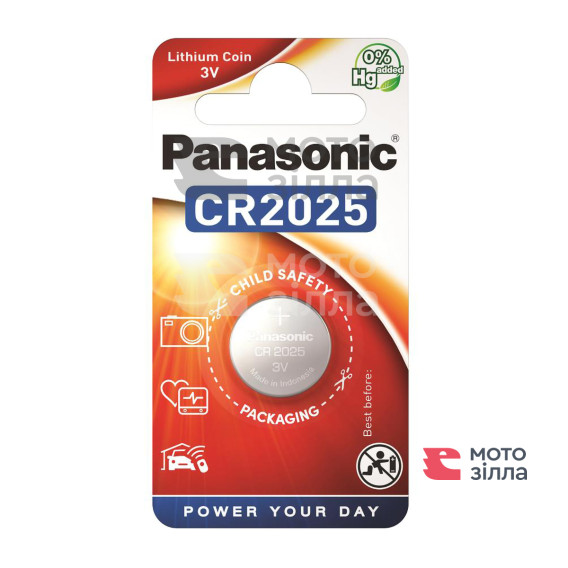 Батарейка Panasonic літієва CR2025 блістер, 1 шт.