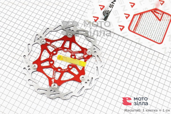 Гальмівний диск 160мм, під 6 болтів, на алюмінієвому павуку, червоний FD-01