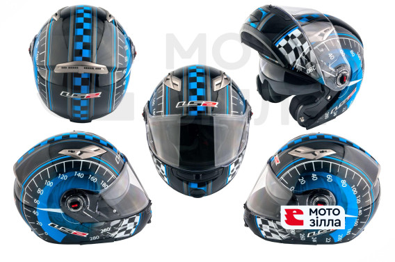 Шлем трансформер   (size:ХL, сине-черный + солнцезащитные очки)   LS-2