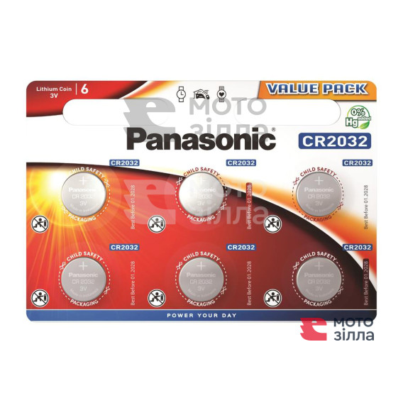 Батарейка Panasonic литиевая CR2032 блистер, 6 шт.