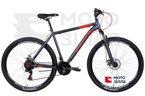 Велосипед ST 29" Discovery RIDER AM DD рама- 2022 (темно-серебристый с красным (м)) 