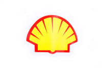 Наклейка   логотип   SHELL   (13x9см, красно-оранжевая)   (#0347)