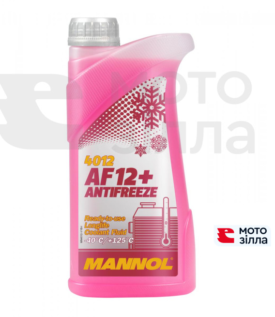 Рідина охолоджувальна (антифриз) 4012 AF12+ червона (-40˚C) 1л MANNOL Німеччина