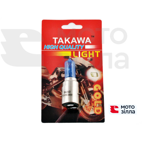 Лампа BA20D (2 вуса) 12V 35W / 35W (супер біла, висока) (блістер) TAKAWA