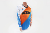 Футболка (Джерсі) для чоловіків L - (Polyester 100%), довгі рукави, вільний крій, біло-оранжево-синя, НЕ оригінал