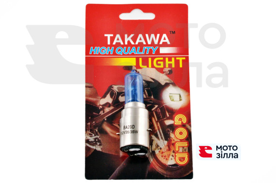 Лампа BA20D (2 вуса) 12V 35W / 35W (супер біла, висока) (блістер) (mod: 073) TAKAWA