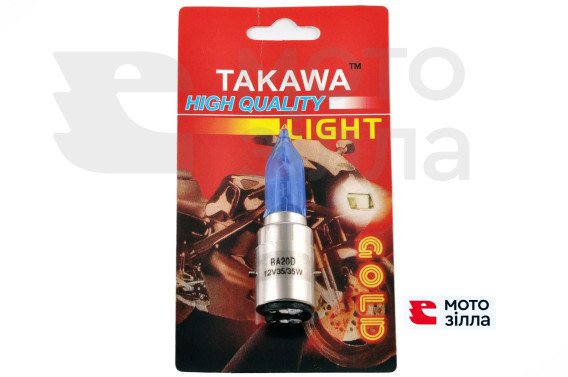 Лампа BA20D (2 вуса) 12V 35W / 35W (супер біла, висока, конусна) (блістер) TAKAWA