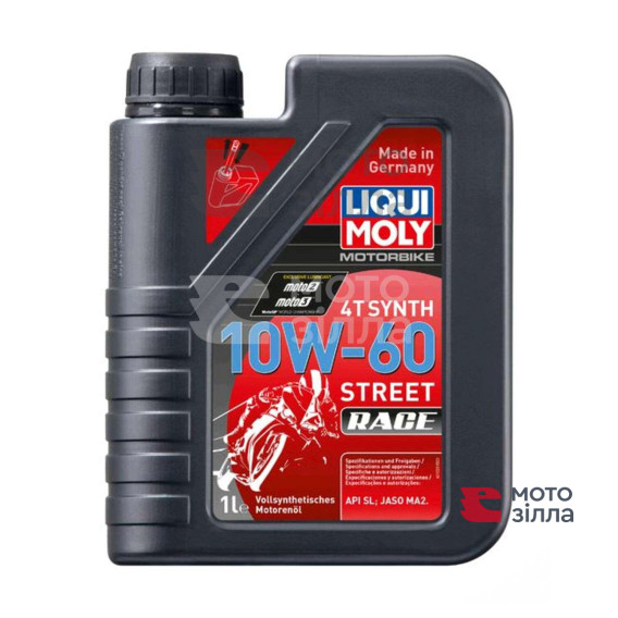 Олива моторна синтетична 4T, 1л (10W-60, Motorbike 4T Synth Street Race, для перегонів) LIQUI MOLY #1525