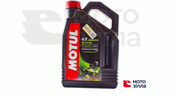 Олива моторна напівсинтетична 4T, 4л (10W-40, 5100, API SL/SJ/SH/SG) MOTUL (#104068)