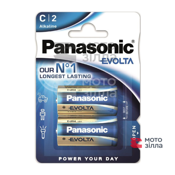 Батарейка Panasonic EVOLTA лужна C(LR14) блістер, 2 шт.