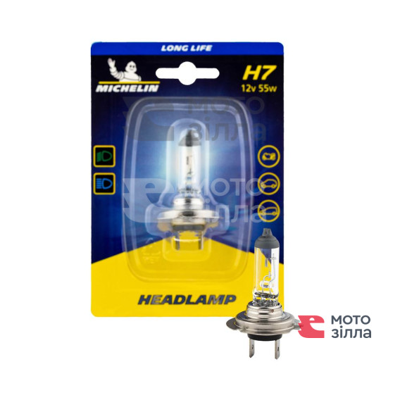 Лампа автомобільна одноблочна Michelin H7 12V 55W Long Life (W32255) 31-00496
