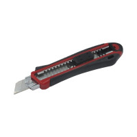 Нож пластиковый, 18 мм, 5 сегментированных лезвий, резиновые вставки, самозагрузка лезвий, HAISSER 30-00554