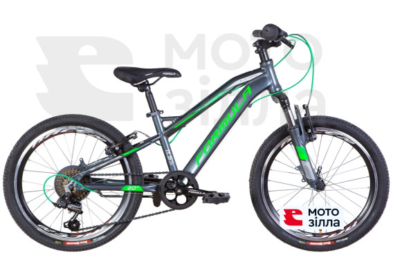 Велосипед AL 20" Formula BLACKWOOD AM Vbr рама- 2022 (темно-серебристый с зеленым)