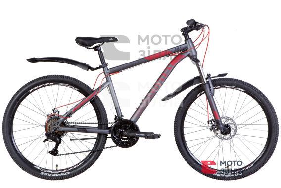 Велосипед уцененный ST 26" Discovery TREK AM DD рама- " с крылом Pl 2022 STK-DIS-112 (серо-красный (м))