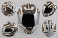 Шлем-интеграл   (mod:B-500) (size:L, бело-серый, зеркальный визор, BLADE)   BEON