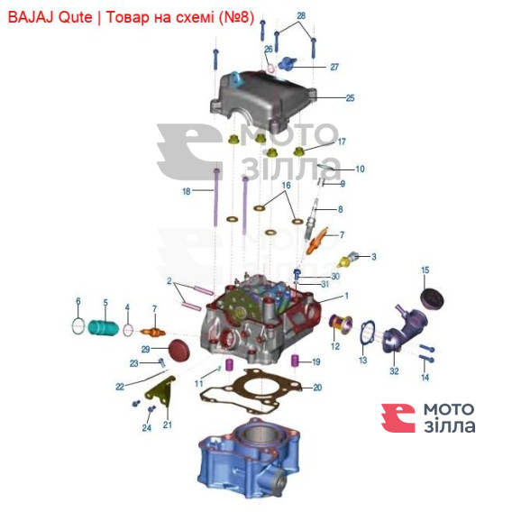 Свеча зажигания R6, центральная Bajaj Qute BF351200