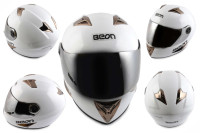 Шлем-интеграл   (mod:B-500) (size:L, белый, зеркальный визор)   BEON