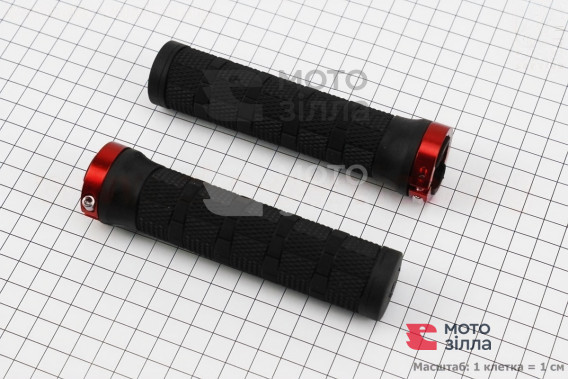Ручки керма 130мм із затиском Lock-On, чорно-червоні