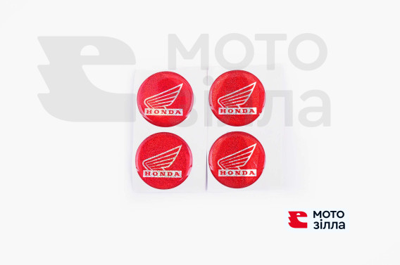Наклейка логотип (mod:Honda d-3см, 4шт, силікон, червона) (4280)