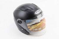 Шлем открытый + очки HF-223 XL- ЧЕРНЫЙ матовый (возможные потертости, дефекты покраски) FXW 360319