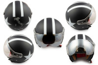Шлем открытый   (с очками и козырьком, size:L, черный матовый)   BEON