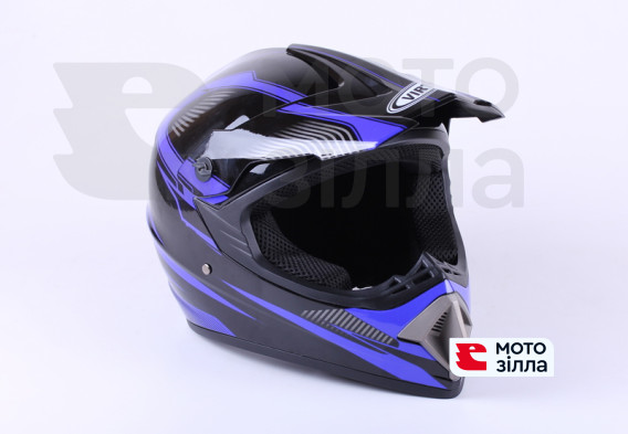 Шлем мотоциклетный кроссовый VIRTUE MD-905 size S синий с черным VIRTUE