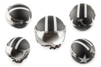 Шлем открытый   (с очками и козырьком, size:L, черный)   BEON