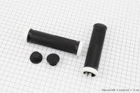 Ручки руля 130мм с зажимом Lock-On с двух сторон, черно-белые FL-426