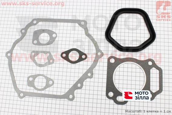 Прокладки двигуна 173F-73мм, к-кт 7 деталей (пароніт, гума), для двигуна GX-240 - 8л.с.