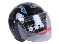 Шлем мотоциклетный открытый  глянец MD-В201 size M черный с синим VIRTUE